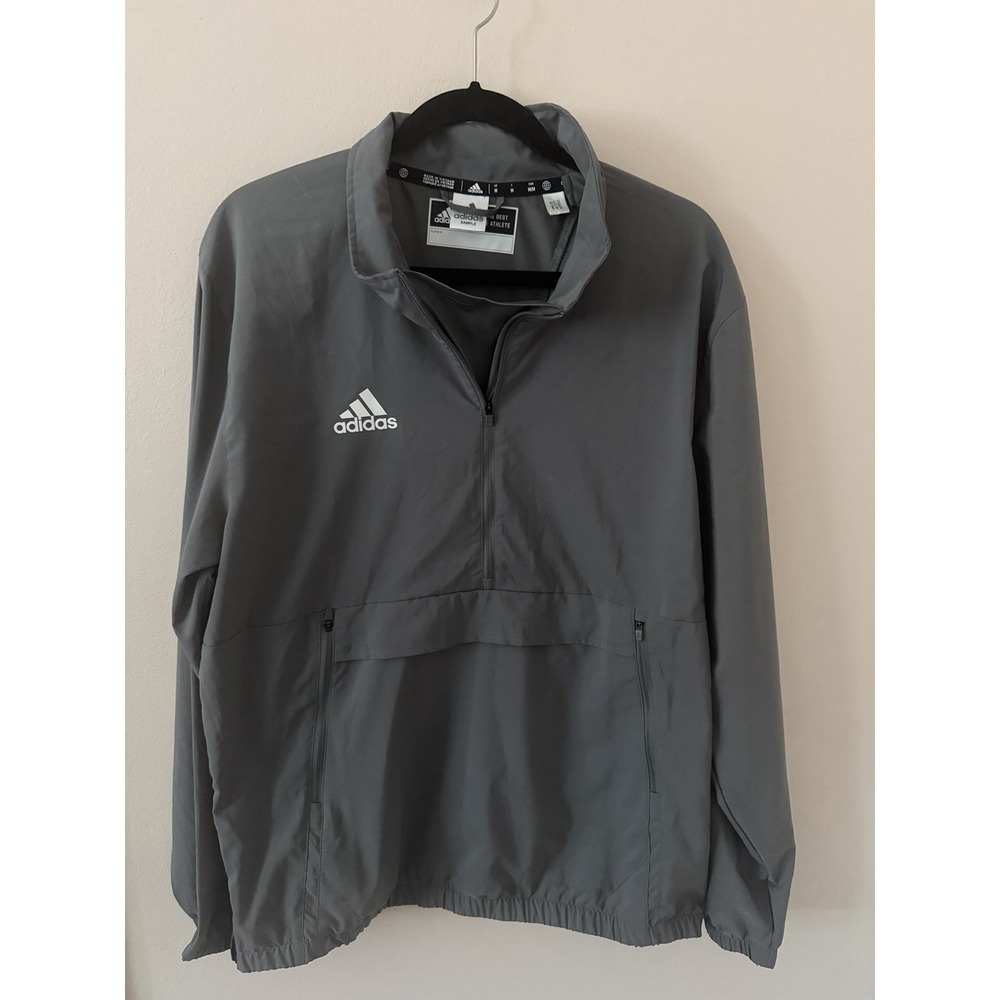 Adidas‎ Stadium 1/4 Zip Woven Jacket Men's Medium Gray HE7270 NWOT